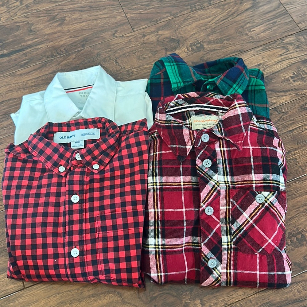 Lot of 4 boys size 8 button down shirts